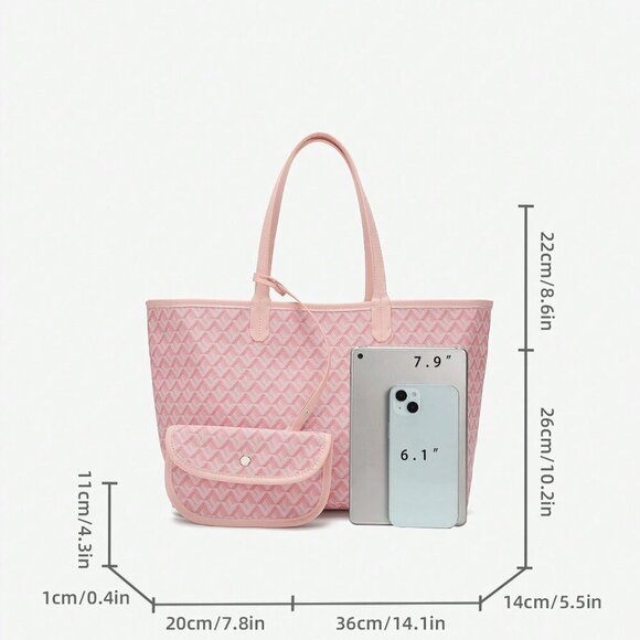 Pink Elegant Women's One Shoulder Casual Handbag/Tote - Picture 6 of 6